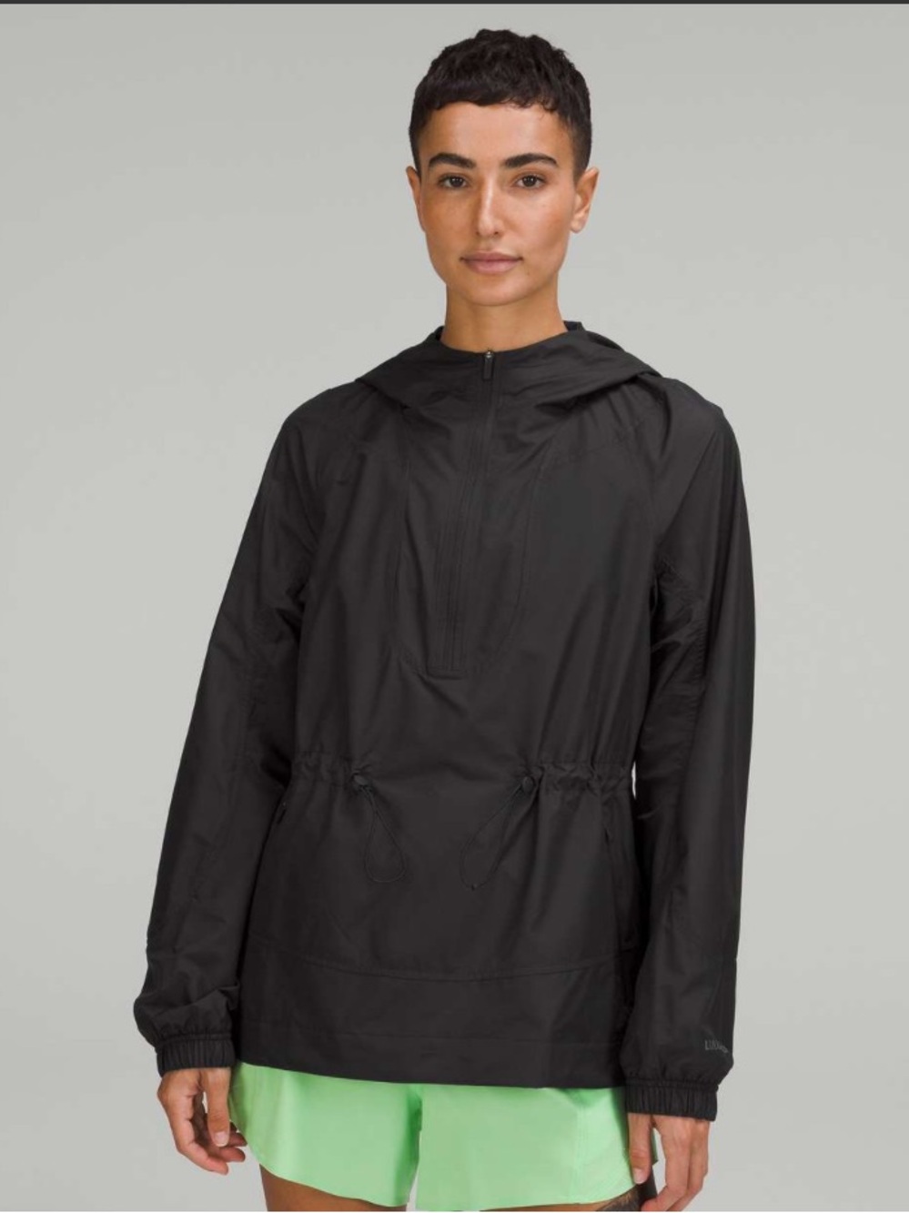 Lululemon Cinch Waist -1/2 Zip -Run Jacket black -wind water rain resistant